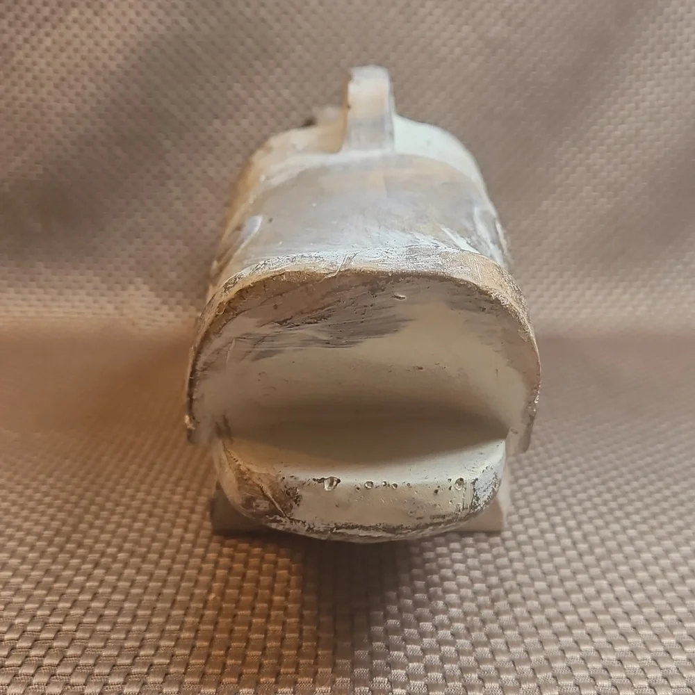 Antiqued White Fish Sculpture Large Decor Piece